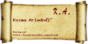 Kozma Ariadné névjegykártya